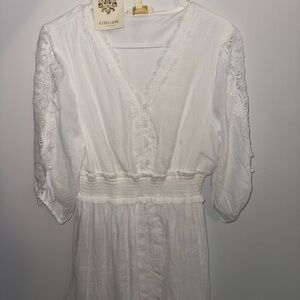 White Lace Trim Dress